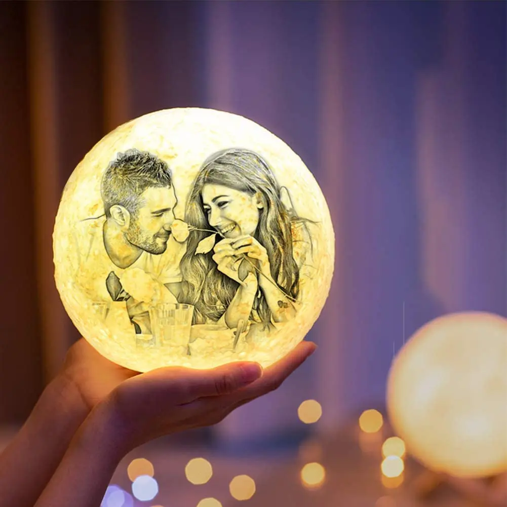 ZK20 Customized Photo Moon Lamp Personalized Kids Wife\'s Gifts Night Light USB Charging Tap Control  2/3 Colors Lunar Light