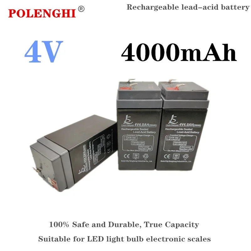 POLENGHI 4V 4000mAh rechargeable lead-acid battery, suitable for LED light bulb electronic balance, maintenance free