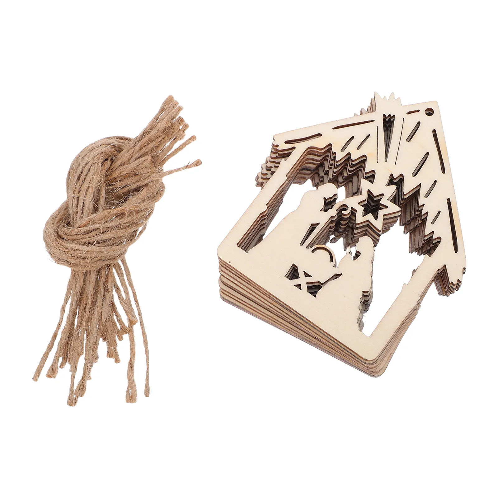 

30Pcs Nativity Christmas Ornaments Wooden Christmas Tree Pendants Xmas Hanging Decoration Holiday Party Charms Home Wall Decor