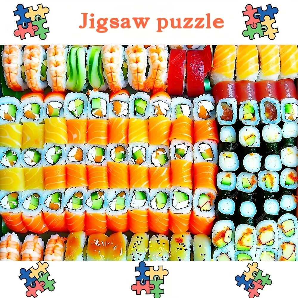 2000/1314/1000/520 piezas Rompecabezas de sushi japonés - Rejilla Challenger 7x7, con salmón, atún, rollos de California - Diversión familiar y adultos Ch