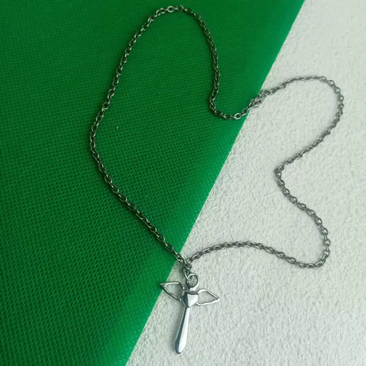 Pure Titanium Angel Wing Cross Pendant DIY Cross Necklace Men's and Women's Fashion