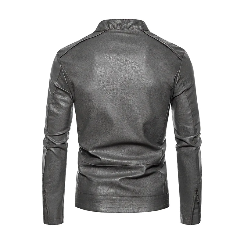 الكورية نمط الخريف الشتاء الرجال الوقوف طوق سحاب أكمام طويلة بلون عادية العصرية فو الجلود معاطف الذكور الملابس القمم