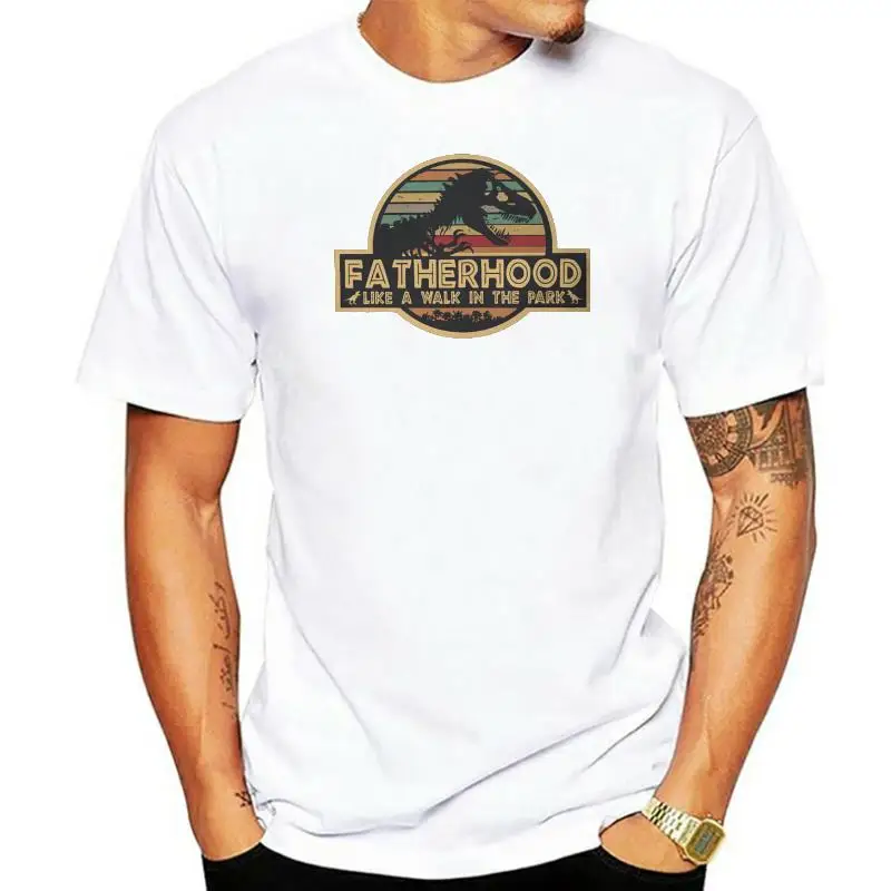 Father's day Daddy Grandpa Pure Cotton TShirt Fatherhood Like A Walk In The Park Elegant T Shirt Leisure Men Clothes Ofertas