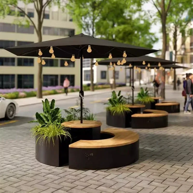 

Outdoor patio with bench combination, preservative wood bench