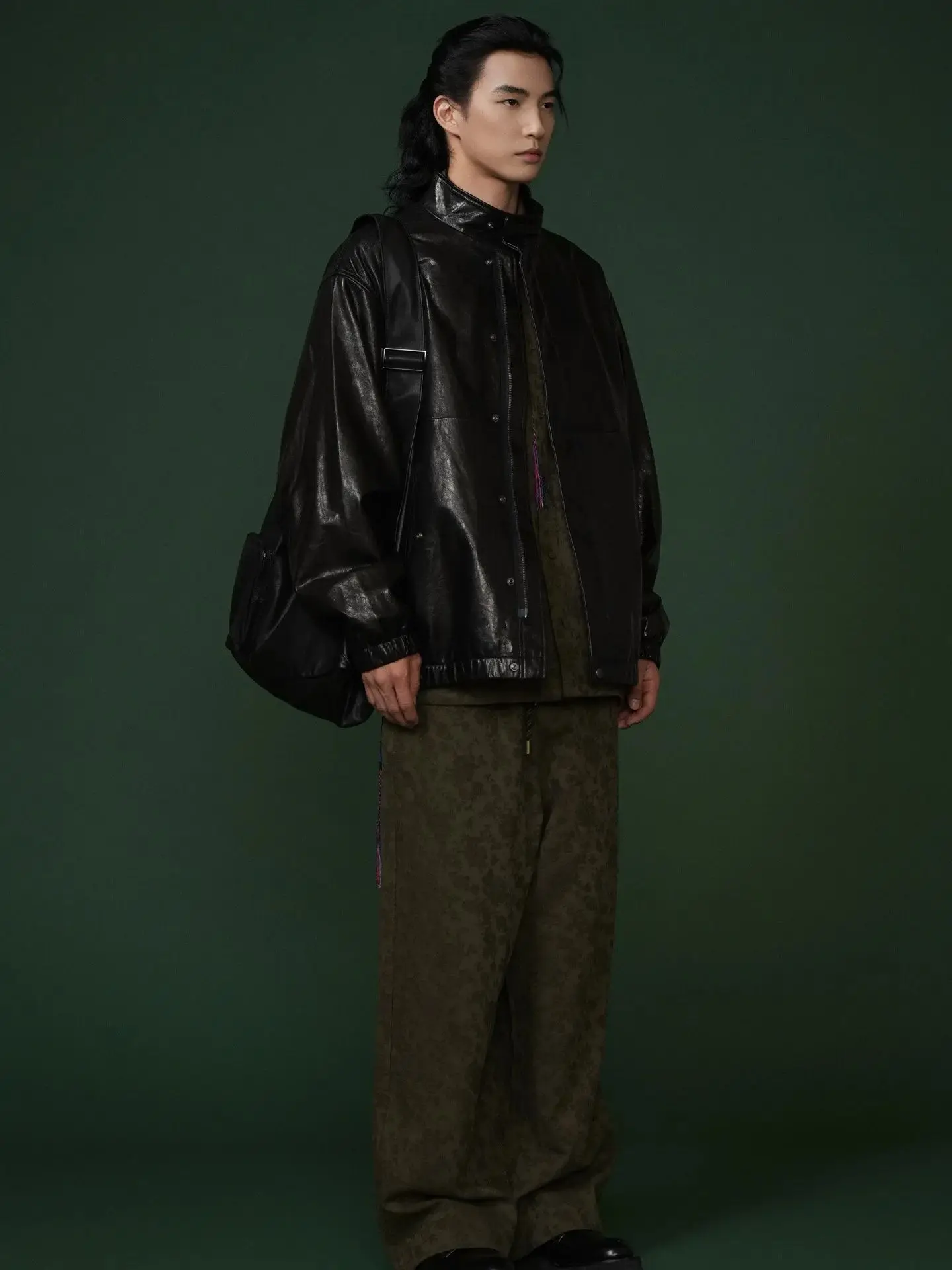 Spring Outfit - Seasonal Jacquard Original Designer Loose Fit Military Green Trendy Casual Straight Pants