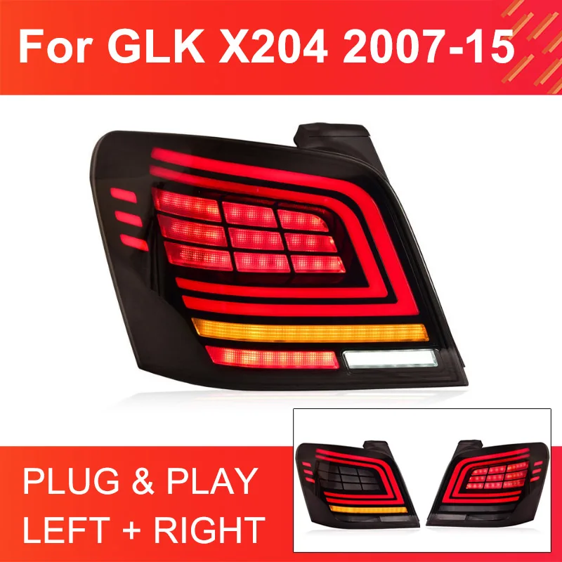 

1 пара обновленных светодиодных задних фонарей для Benz GLK X204 2007-2015, задние фонари Plug and Play, светодиодные ходовые динамические поворотные задние фонари