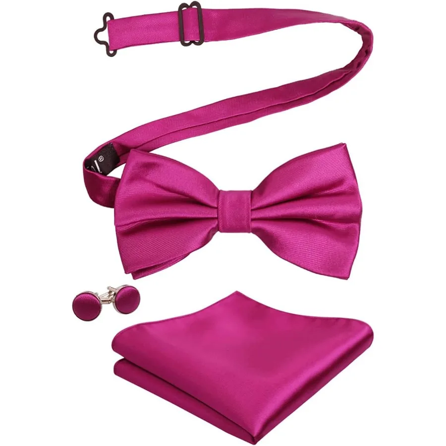 Elegante set da uomo formale che include fazzoletto da taschino con papillon e gemelli, perfetto per matrimoni, eventi Galas e BlackTie con