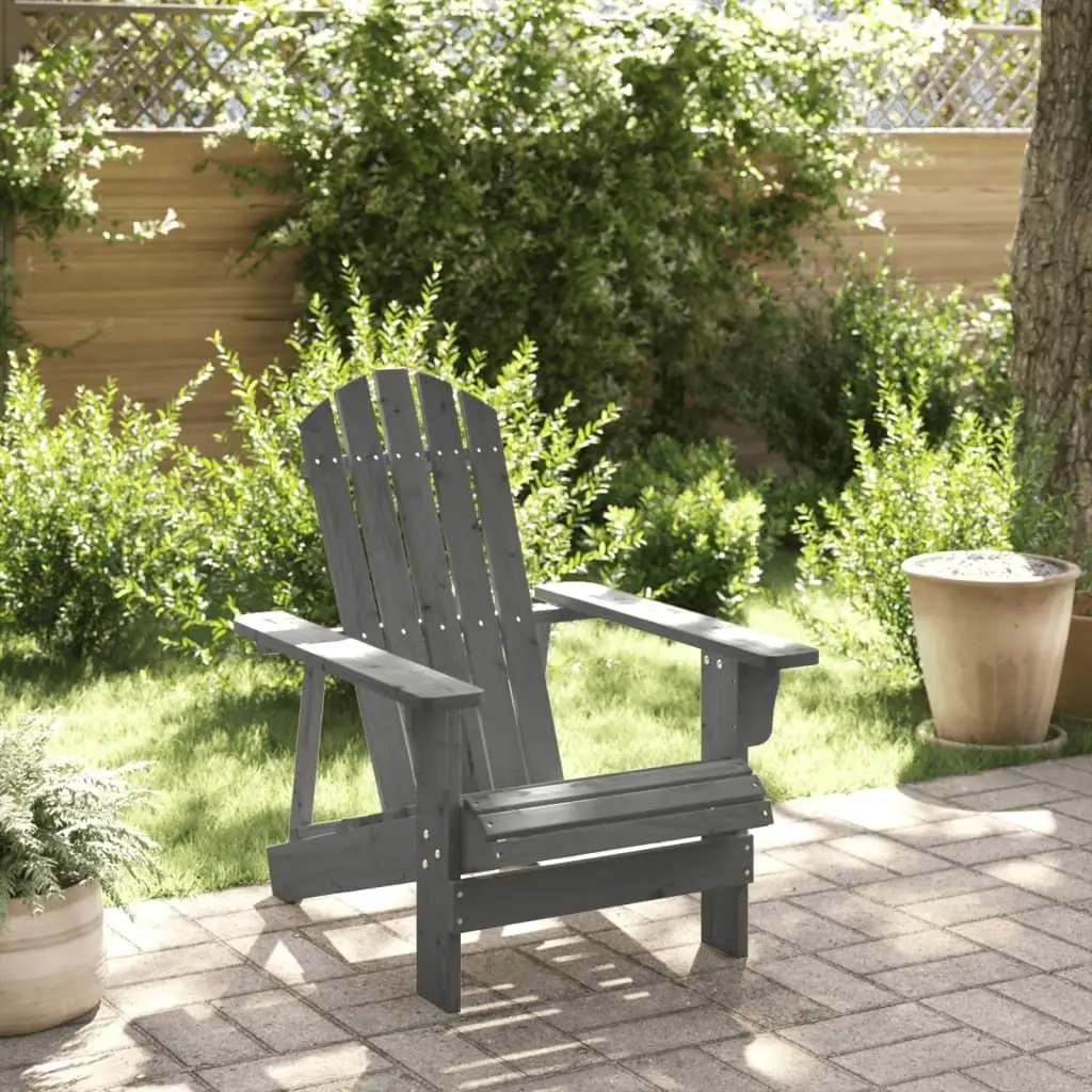 Solid Wood Grey Adirondack Chair - Durable Fir, 69x85x90.5 cm Outdoor Seating