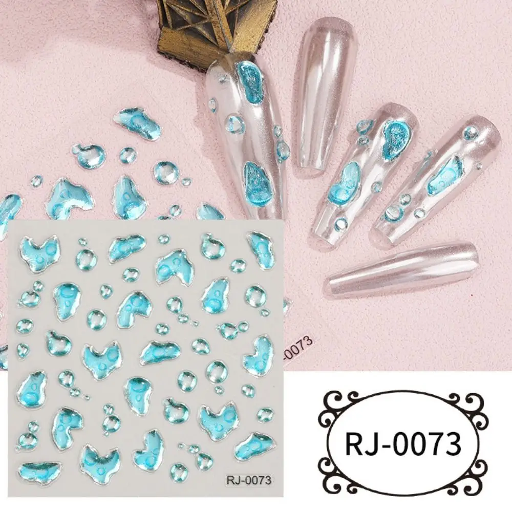 Manicure Charms 5D wytłaczane naklejki do paznokci półprzezroczyste samoprzylepne naklejki do Manicure piękne miękki klej ozdoba do paznokci dziewczyny