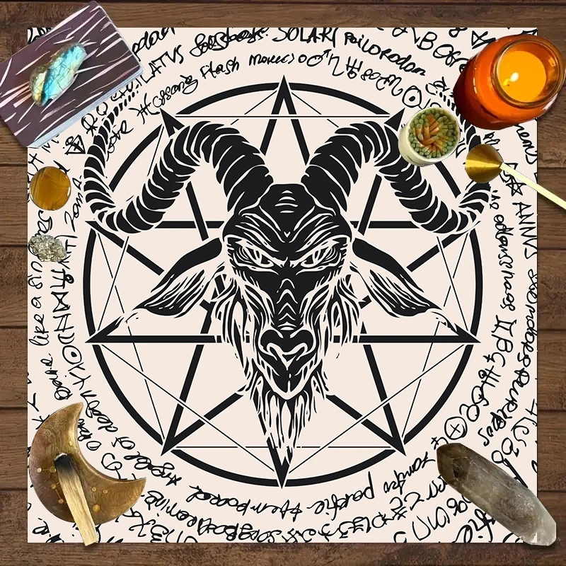 VIKAMA Wheel of Year & Baphomet Tarot Tablecloth, 6 Assorted Designs, Divination Decor for Witchcraft Wicca