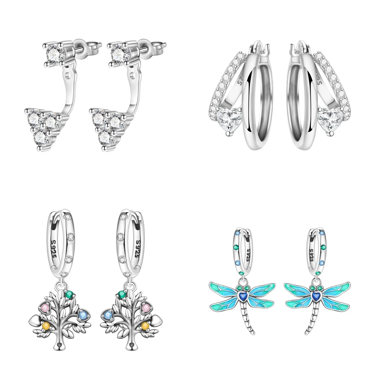 

S925 sterling silver gradient dragonfly earrings, elegant, individual, cute and charming jewelry, suitable for ladies' banquets,