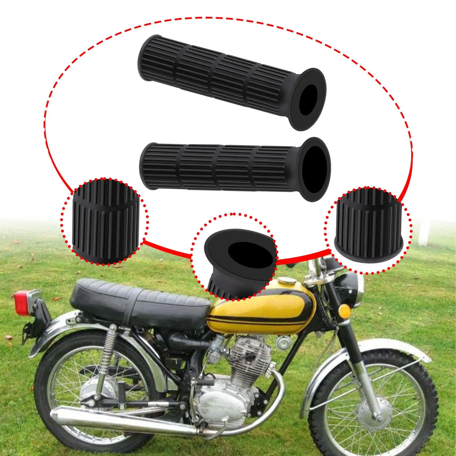 

Ручки на руль, тристерные ручки, резиновые детали для мотоциклов, удобные нескользящие ручки для мотокросса для CL100 K0-k3 CA175 S65 S90, черный