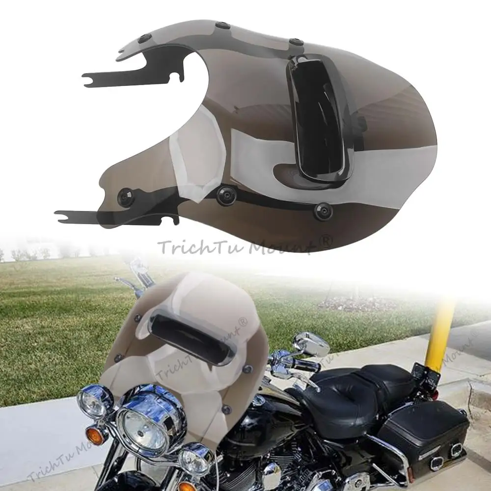 Motorcycle With Hardware Kit Front Windscreen Wind Deflectors Fits For Harley Davidson Road King 1994-2025 Black Bracket Brown