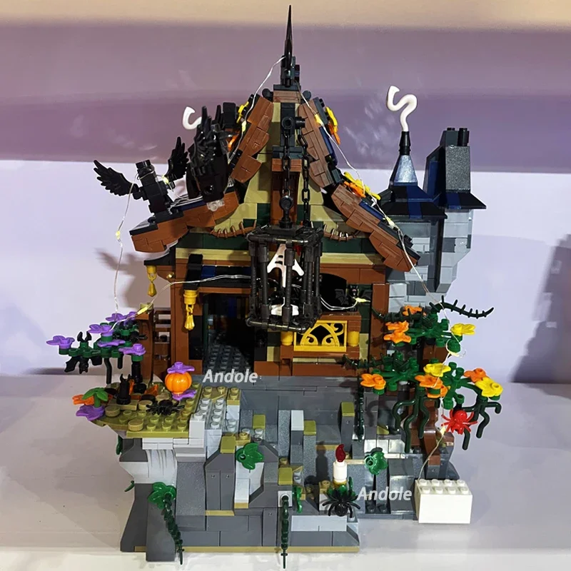 

Ideas Medieval Witch Hut Building Blocks Street View City Cottage House Model Bricks Assemble Toys For Kids Gift MOC With LED