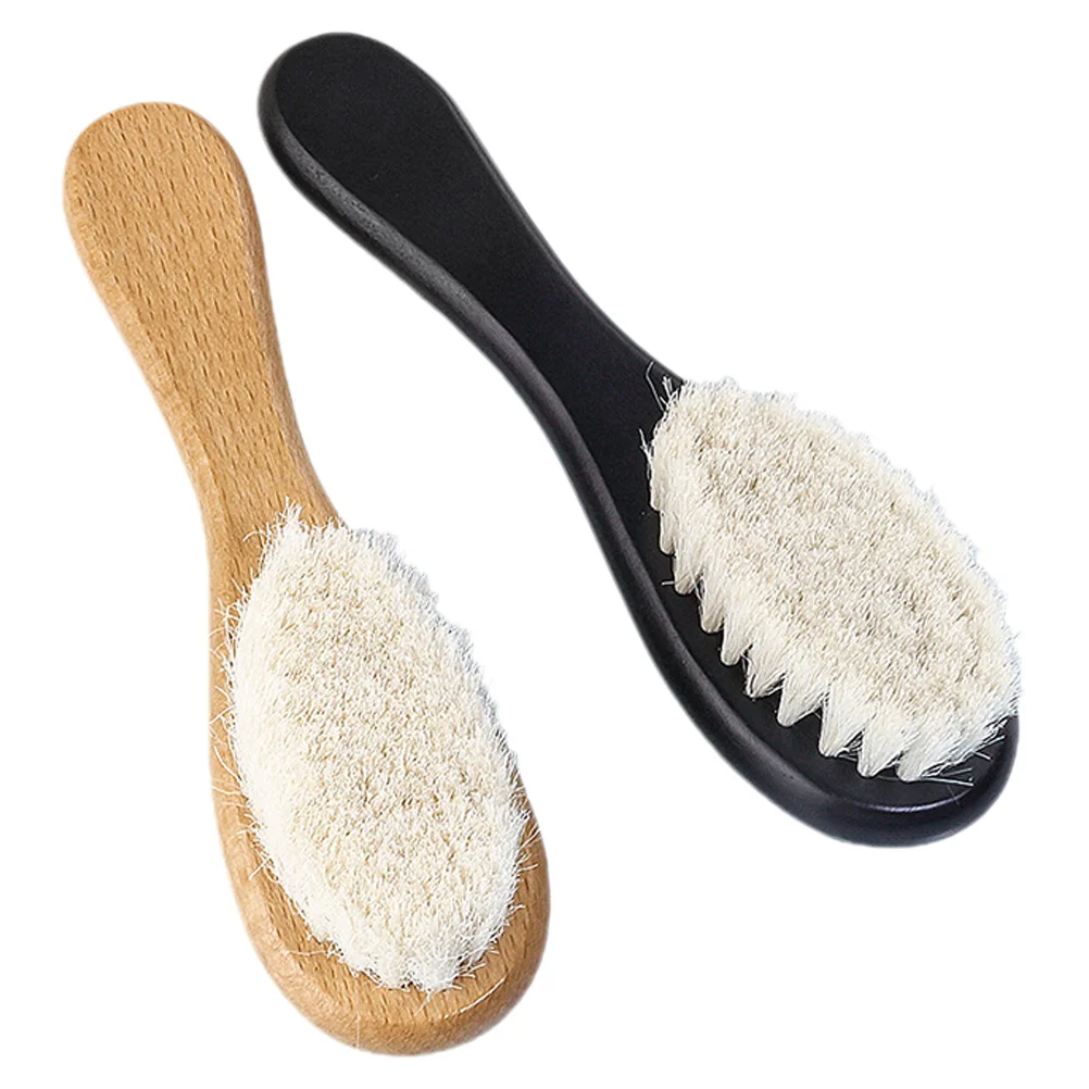 2 قطعة فرشاة شعر الطفل غطاء مهد شعيرات ناعمة مقبض خشبي فرشاة لحديثي الولادة طفل رضيع لطيف فروة الرأس تنظيف دش حمام
