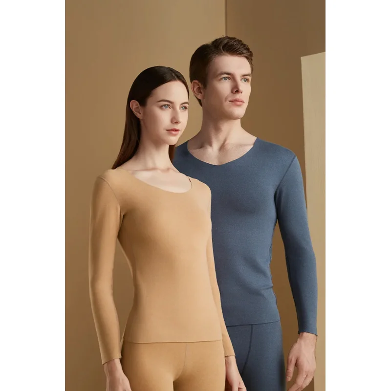 Женские бесшовные кальсоны с круглым вырезом, теплое толстое термобелье, топ и низ, комплект из 2 предметов для зимы