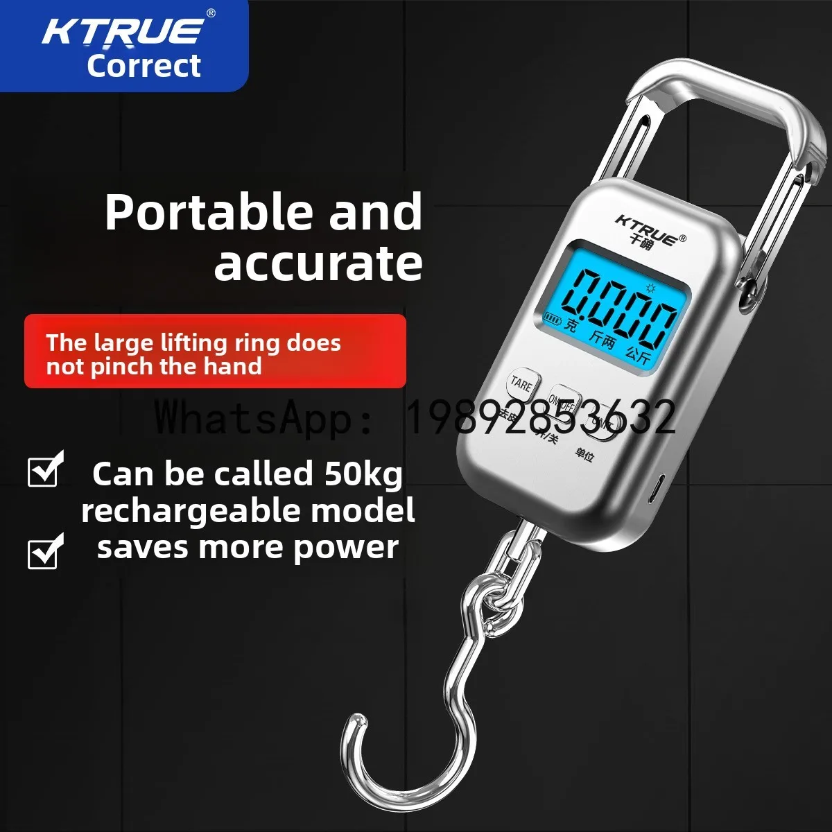 Zz portable digital scale - accurate 50kg high-precision pocket scale for home, luggage, and express delivery use - spring scale