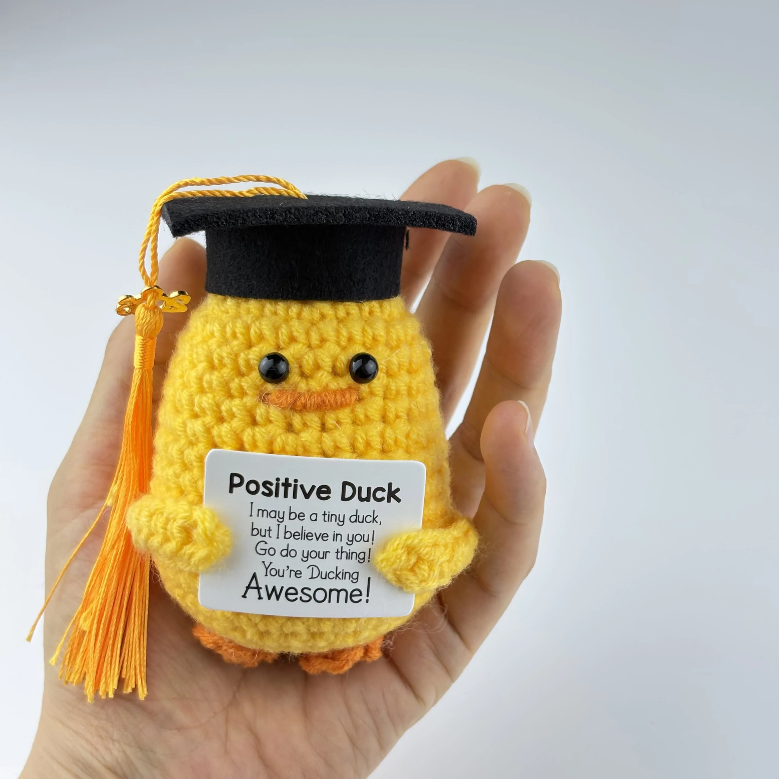 Positive Energy Pocket Hug Handmade Crochet Doll Smiling PotatoCute Little Duck Knitted Plush Emotional Handmade Holiday Gift - view 6
