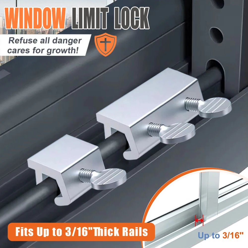 Adjustable Security Window Lock Aluminum Alloy Door Frame Safety Lock Free Punch Window Limit Stop Locks for Child Home Bedroom