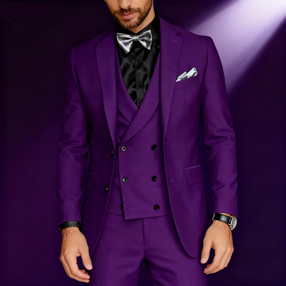 

Men's Formal Wedding Terno, Slim Fit Blazer, Vest and Pants Ensemble for Groom, Classic and Elegant, 3-Piece Set