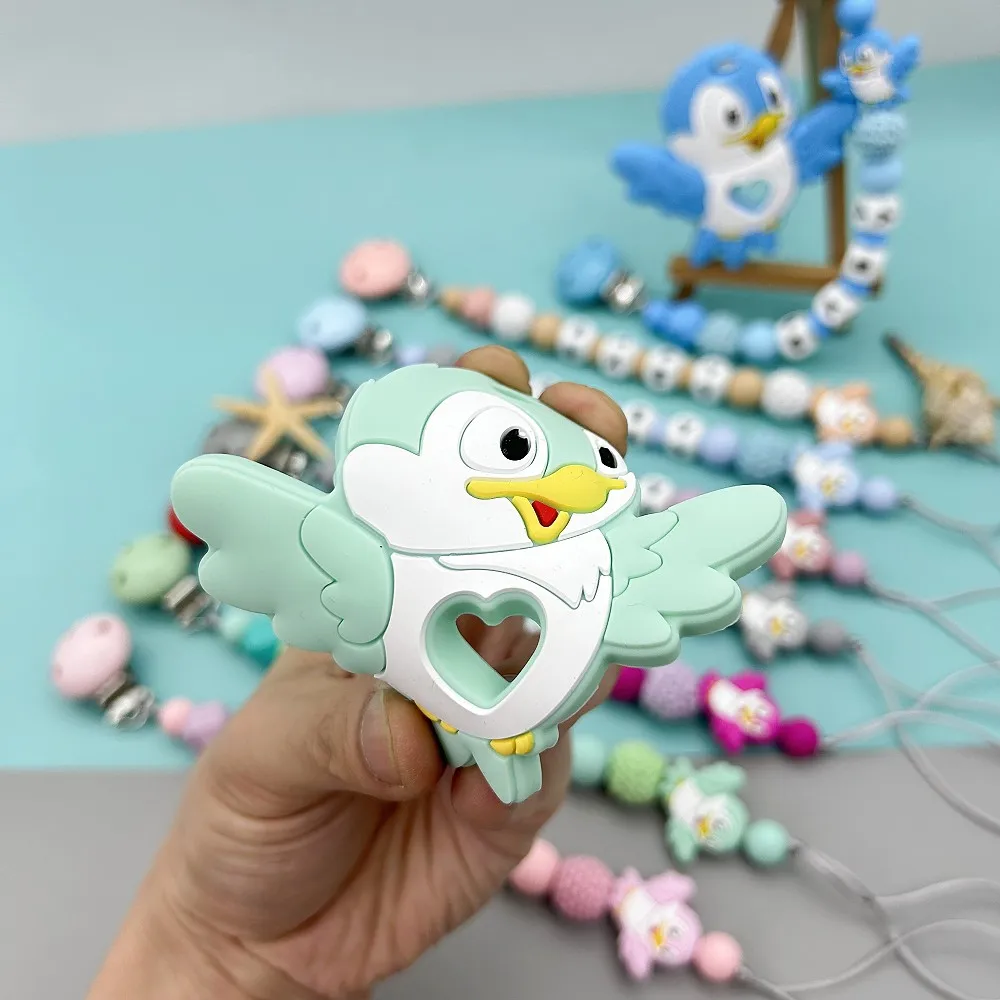 Personalized English Russian Alphabet Names Baby Clips Bird Pacifier Holder Chains Teether Pendants Baby Accessories Kawaii Gift