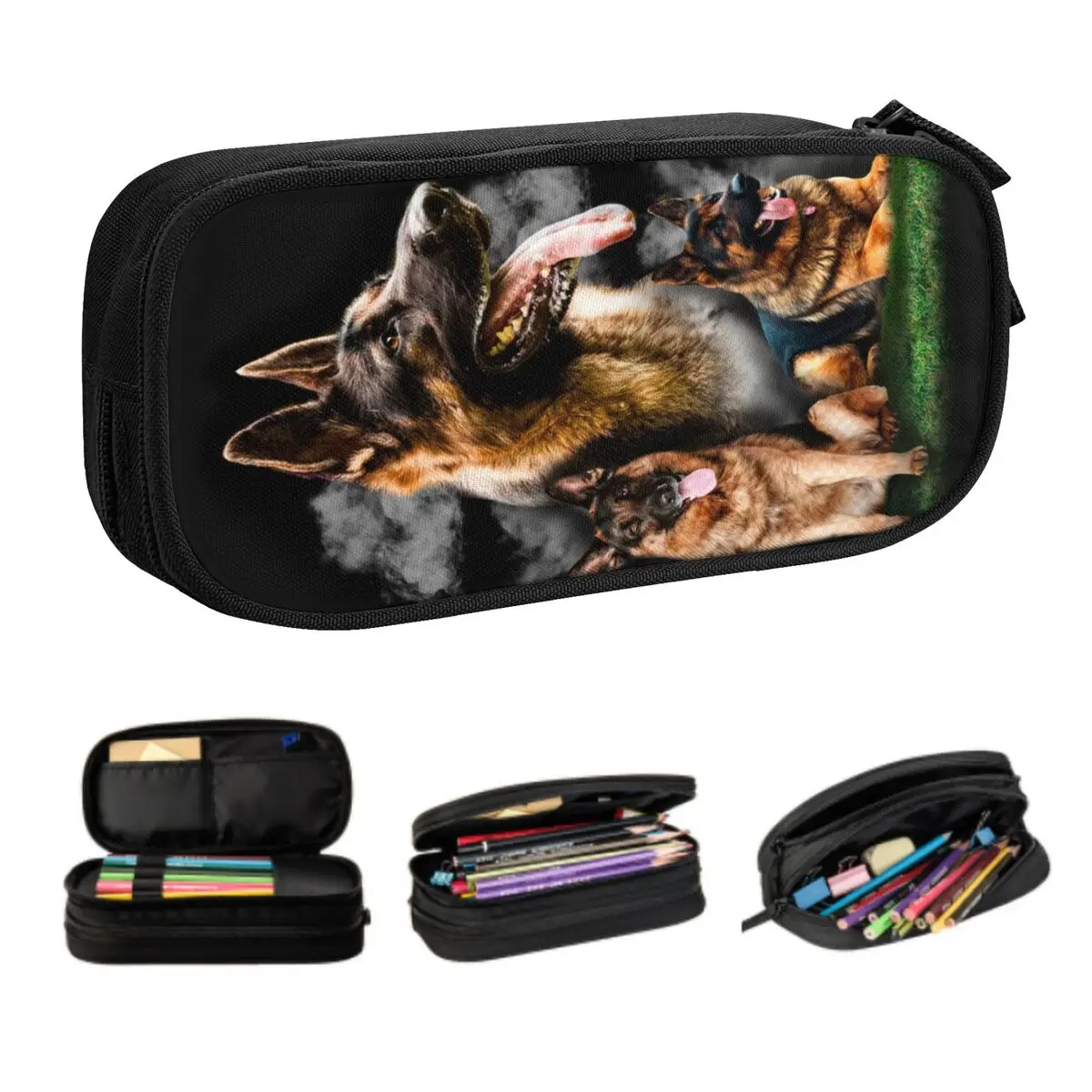 German Shepherd Dog Korean Pencil Case Boy Girl Large Storage GSD Animal Wolf Dog Pencil Box Students Stationery