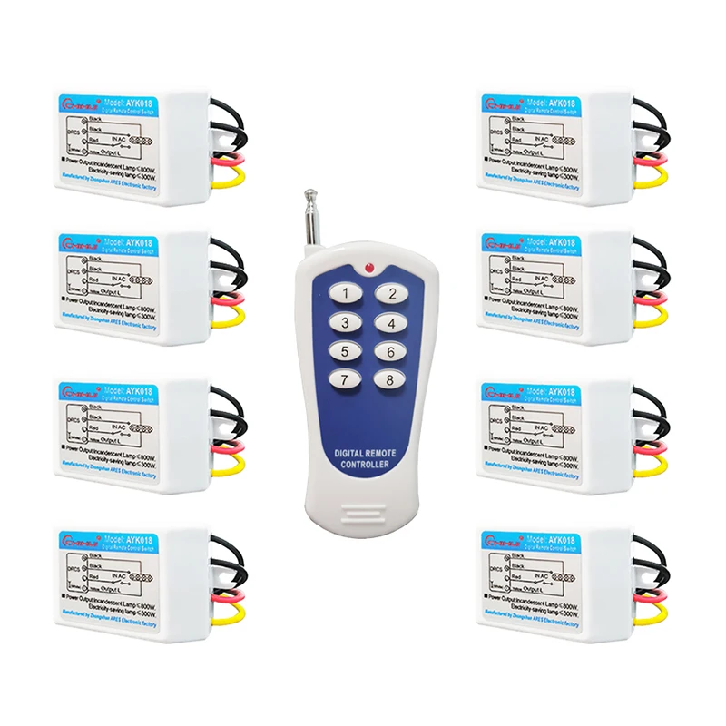 Digital Wireless Remote Control Switch 30M Zigbee Push Button ON/OFF Smart Receiver 1/3/4/5/6/8/10/12/15 Channel Transmitter