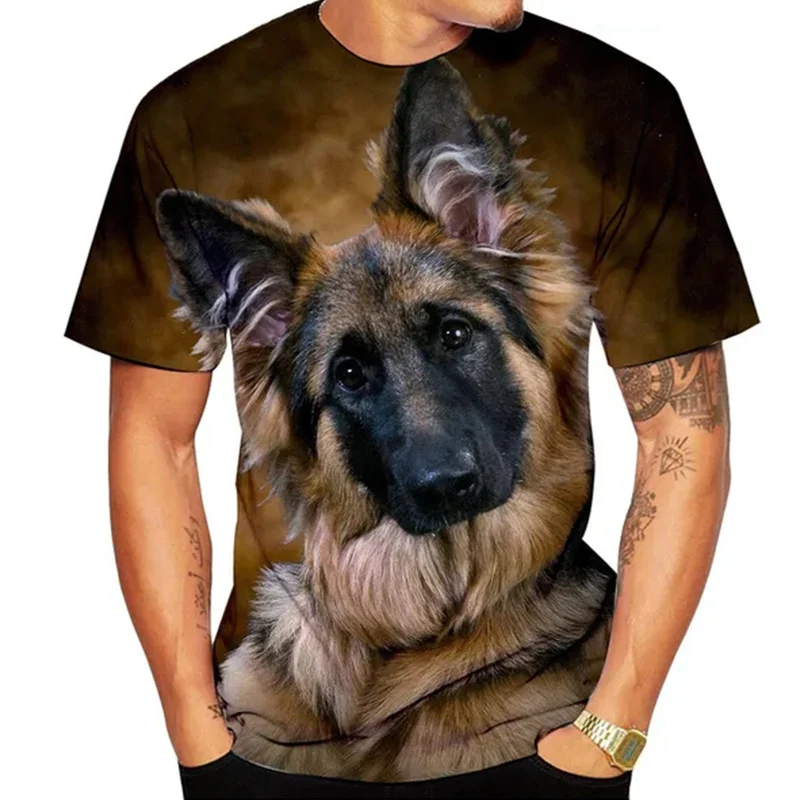 Fashion Funny Dog T Shirts Cute German Shepherd 3D Print Men Woman Streetwear T-Shirt Oversized Harajuku Kids Tops Tees Clothing