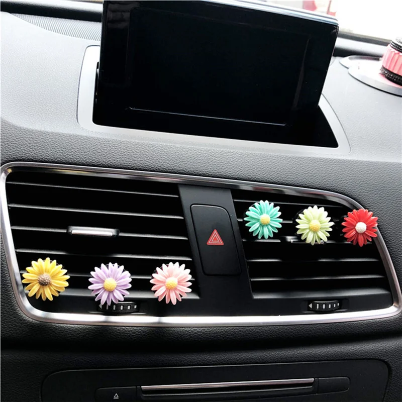 1pc Car Air Freshener Flowers Vent Clip Perfume Daisy Diffuser Essential Accessories For Girls Freshner Air Scent