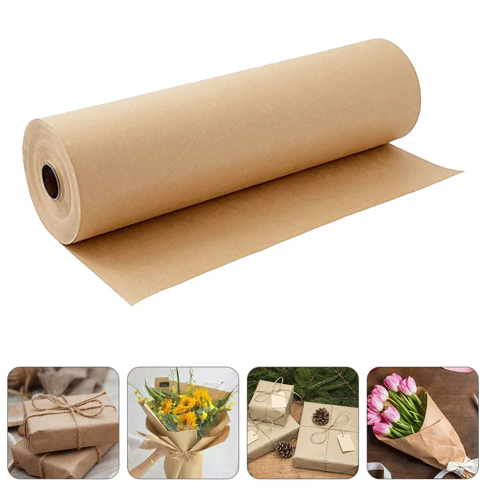 

1 Roll High Quality Kraft Wrapping Paper Smooth Surface Comfortable Touch Ideal for Gift Box Bag Wrapping Art Craft Flower Decor