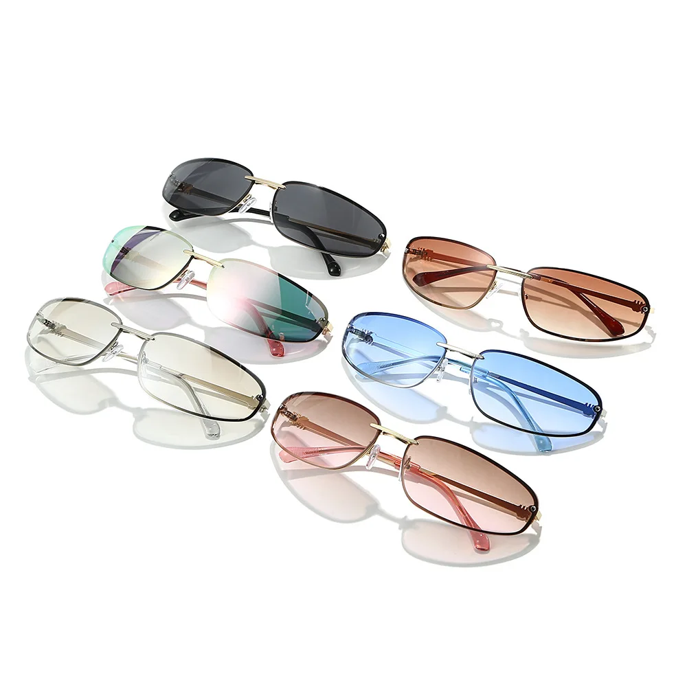 Neue Y2K-Sonnenbrille für Damen und Herren, Vintage-Legierung, kleine quadratische Hip-Hop-Sonnenbrille, Damen-Silber-Spiegelgläser, sexy Shades, Fahrbrille – Detail 5