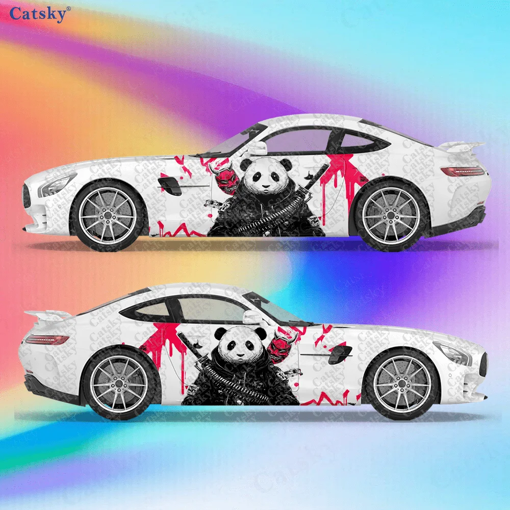 

2 шт. наклеек на боковые части автомобиля с камуфляжным рисунком панды, самоклеящиеся, из ПВХ, водонепроницаемые и устойчивые к царапинам, модные наклейки