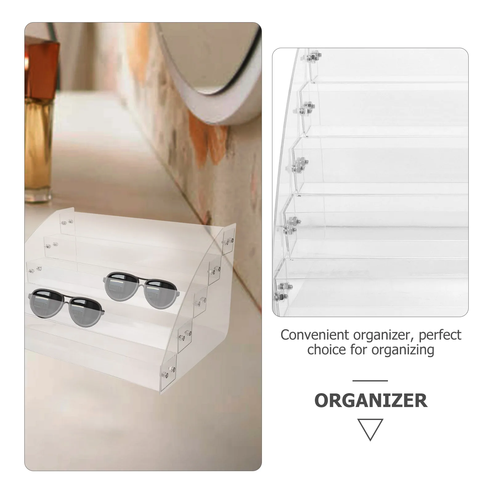 

Glasses Display 5 Layers Clear Plastic Sunglasses Holder Eyeglasses Rack ganizer Tablet Storage Display Long 31CM