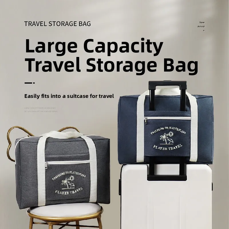 

Thickened Oxford Cloth Travel Bag Print Large Capacity Storage Bag with Pull Bag Style Wear Resistant Handbag for Travel