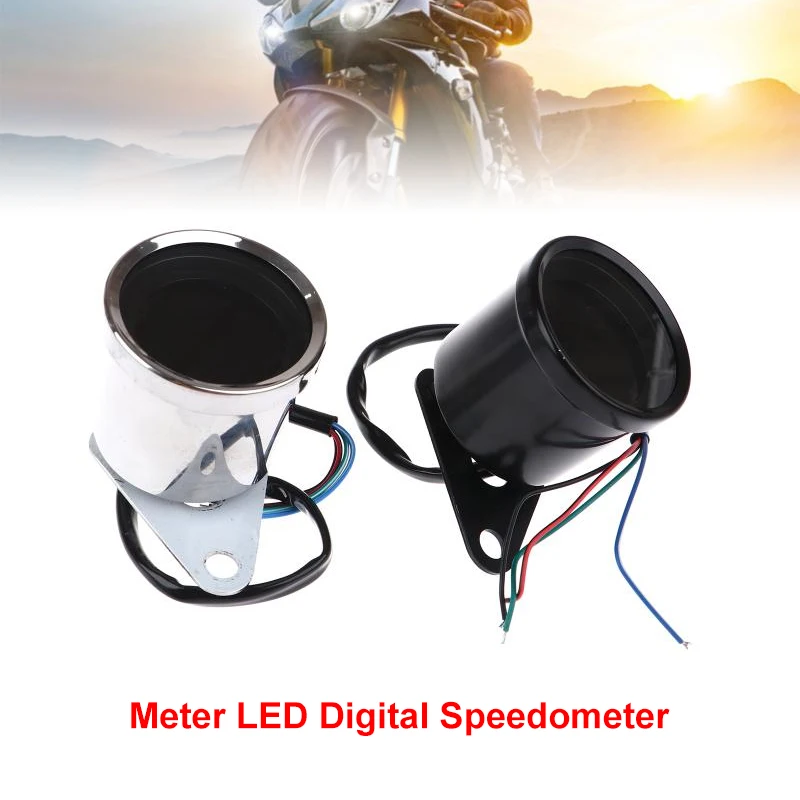 العالمي للدراجات النارية متر LED عداد السرعة الرقمي عداد المسافات مقياس الوقود للدراجات النارية سكوتر تعديل متر 9.9*8*10 سنتيمتر #1