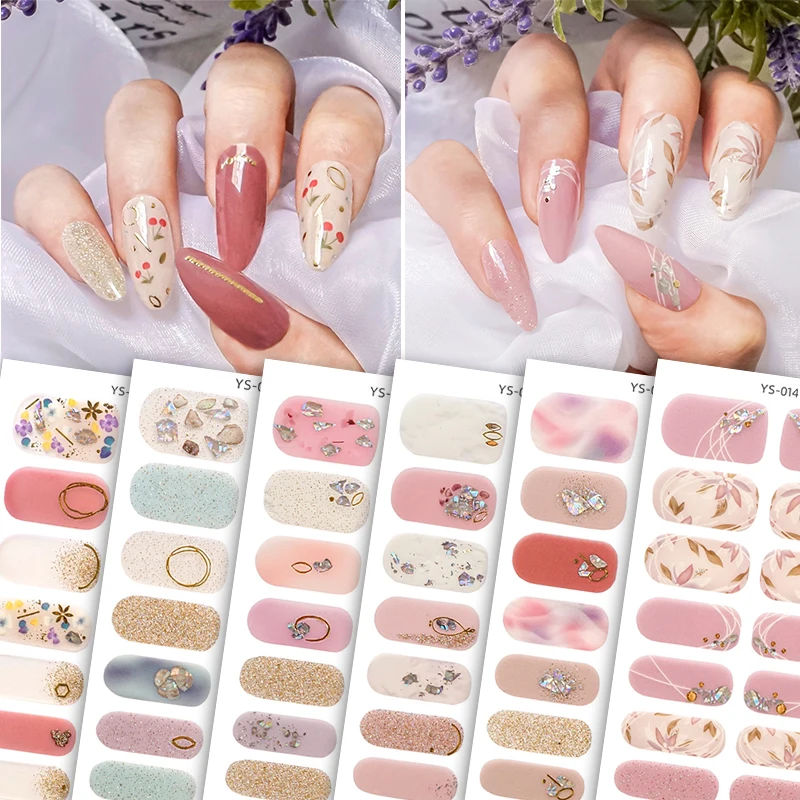 

New Summer Nail Stickers 3D Glitter Foil for Nails DIY Flower Full Cover Nail Wraps Self-adhesive Waterproof Manicure Stickers