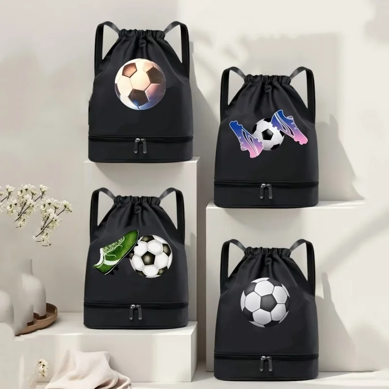 

Повседневный, универсальный и милый (с футбольным принтом) спортивный рюкзак на завязках, идеально подходящий для школьного сезона, подходит для повседневного использования.
