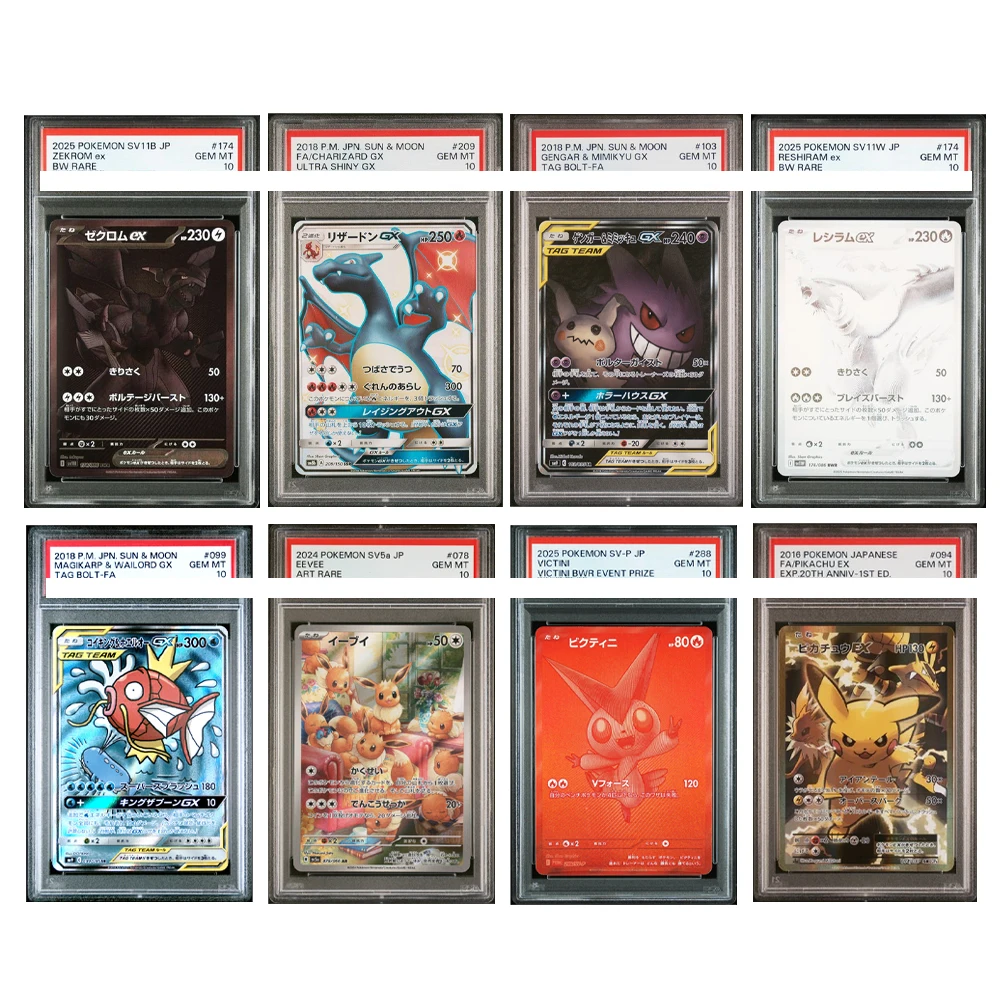 

Карта аниме «Покемон», японский ZEKROM RESHIRAM CHARIZARD VICTINI Eevee, аниме-игра, коллекционные карты, 10 точек, рейтинг, карты