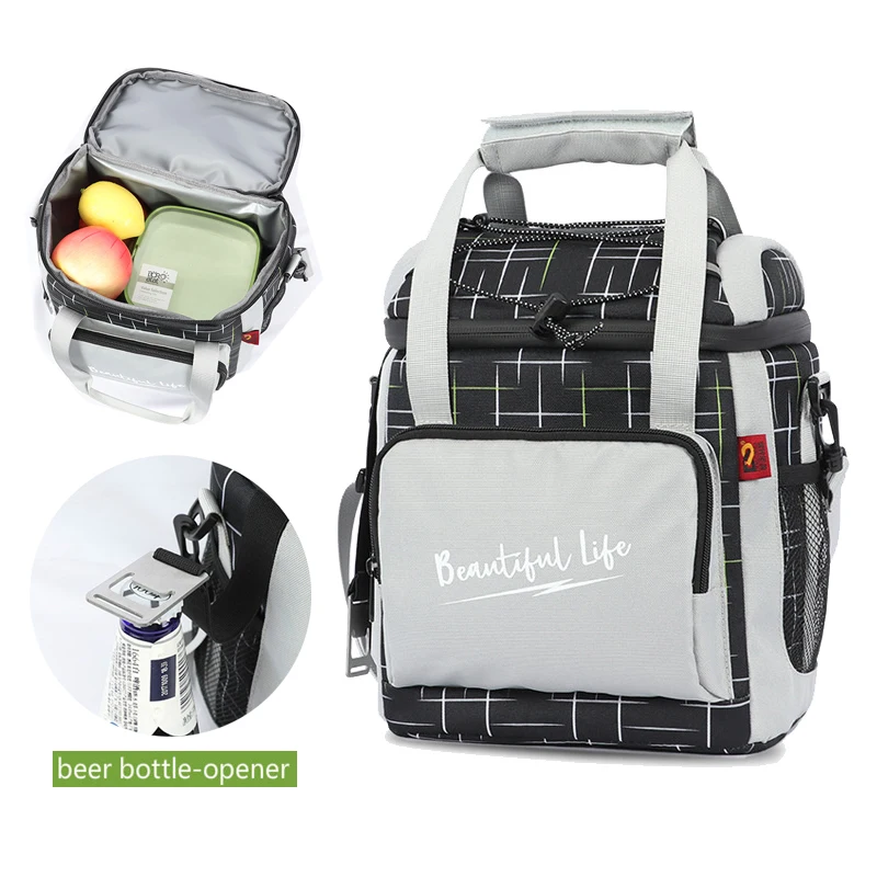 

Fashion Cooler Bag with Opener Portable Lunch Bento Thermal Bag 100% Leak Proof Insulated Picnic Beer Handbag 16 Cans Capacity