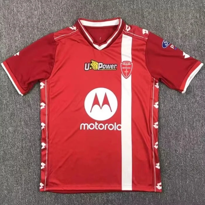 24-25 Série A Monza Camisa de futebol de manga curta impressa em 3D respirável e de secagem rápida para camiseta de treinamento de verão masculina.