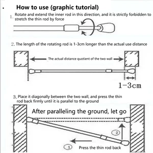 Çubuk Yay gerginliği teleskopik çubuk, Perde Çelik, Yüksek Karbonlu, Pencere Rayı, Banyo, Mutfak, gömme dolap, mutfak Eşyaları bir perde için dick'te 8 büyük satış-no. 7