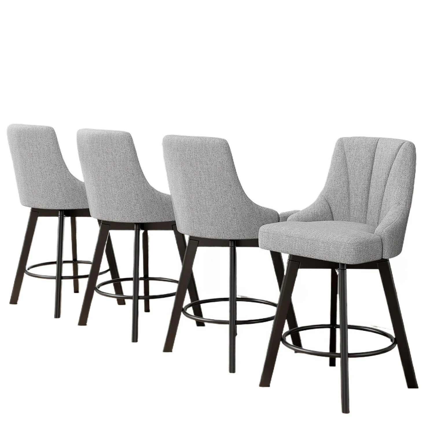 

Bar Stools with Backs, 24" Counter Height Bar Stools, Fabric Upholstered Counter Barstools Set of 4 with Solid Wood, Customized