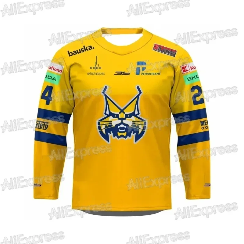 2025-26 العصرية EHL HK Spisska Nova Ves الوافدين الجدد للجنسين اللاعبين تشيكوسلوفاكيا ثلاثية الأبعاد طباعة الهوكي جيرسي طاقم الرقبة تي شيرت موتو