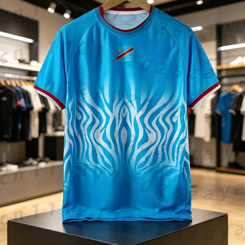 2026 New Season 3D Print Football Suit DR Congo Fan Style Summer Tees Quick Dryingbreathable Sweat Absorbing  Parent-child