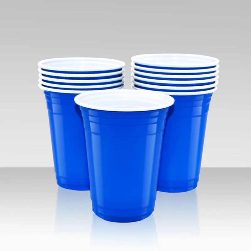 10 00piece.Custom Logo Red Blue Pink Green Disposable PP Plastic Cups 16 oz 500ml Plastic Party Cups Drinking