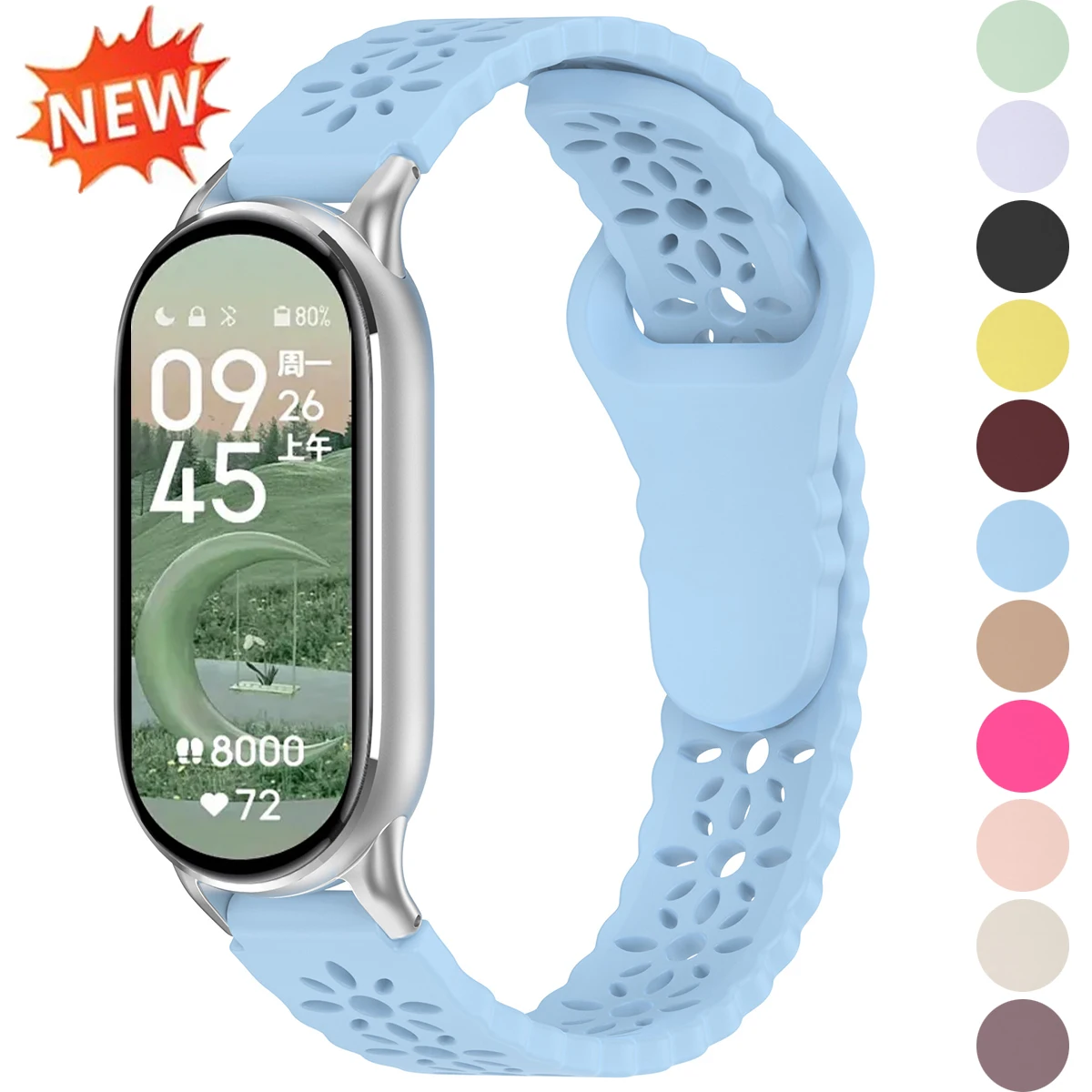 Atmungsaktives Sportarmband für Xiaomi Watch 10/9/8 Verstellbares Armband Correa für Miband 8/9/10 Weiches Silikonband