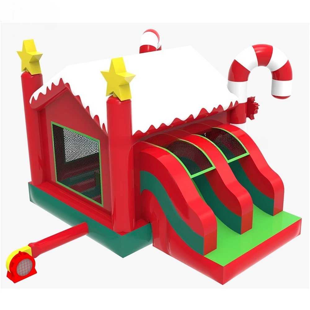 Santa Claus Cartoon Inflatable Christmas Slide Trampoline Kids Inflatable Naughty Castle