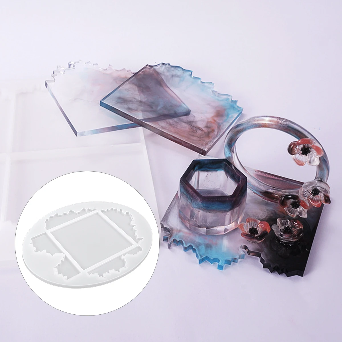 

1Pcs DIY Silicone Mold Irregular Ocean Wave Oval Crystal Epoxy Mold Creative Coaster Cup Mat Decoration for Home