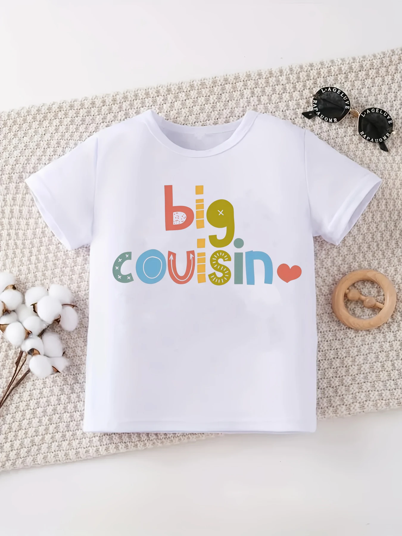 

Kawaii Kdis Clothes Funny Big Cousin Heart Letter Printed T Shirt Girls/Boys Cousin Makes The Best Friends T-Shirt Toddler Shirt