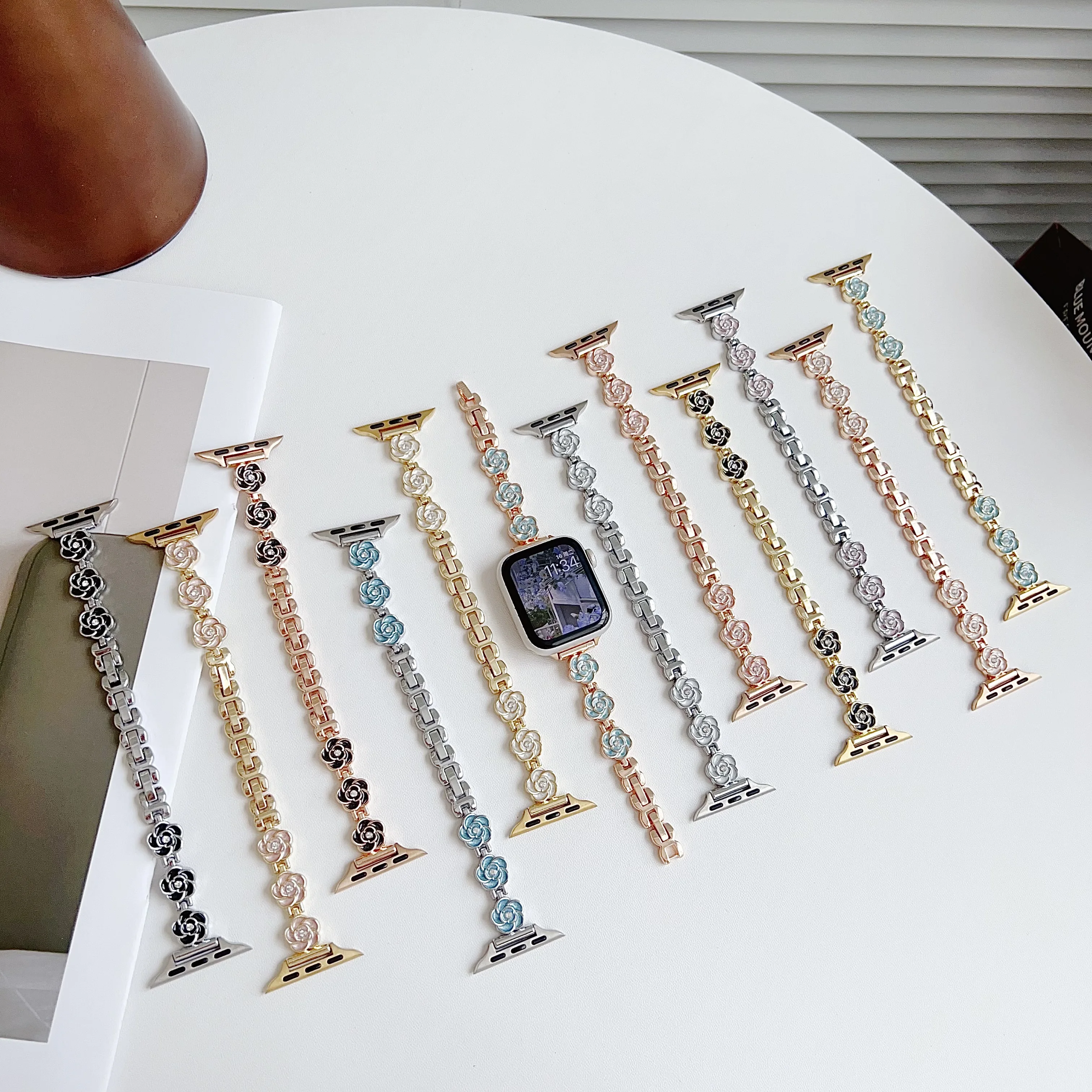 

Последние различные модели Высококачественный роскошный металлический ремешок-браслет для Apple Watch S10 46 мм 45 44 42 41 40 38 мм для Iwatch Стильный